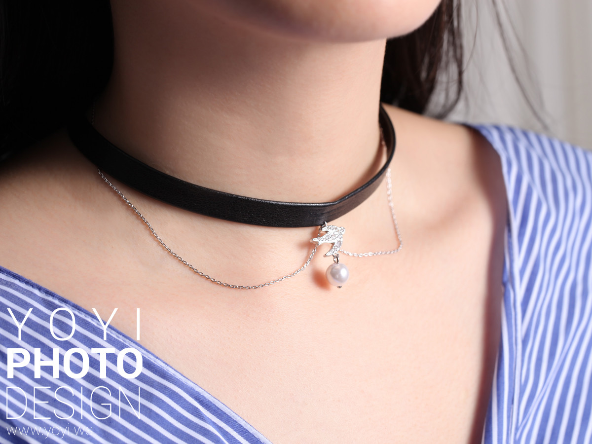 飾品商品攝影｜歐美時尚風項鍊飾品模特兒實戴攝影 7
