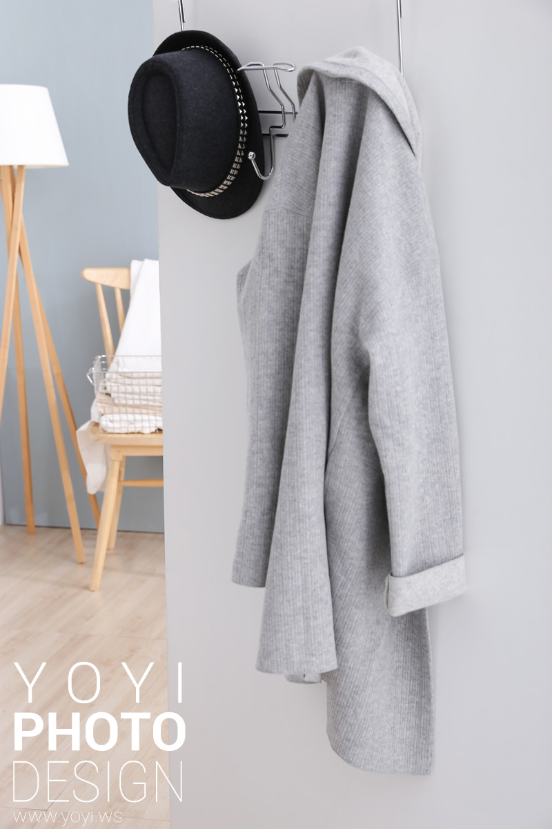 衣架金屬/木質細節攝影，突顯材質質感，專業產品微距攝影。