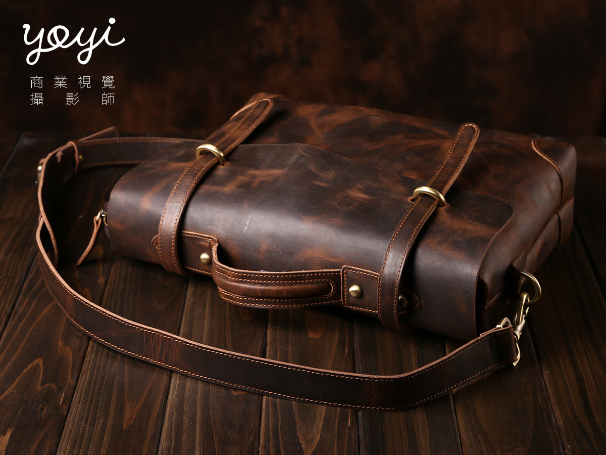 皮件商品攝影｜經典復古皮革手提包、公事包與職人工藝視覺攝影 3