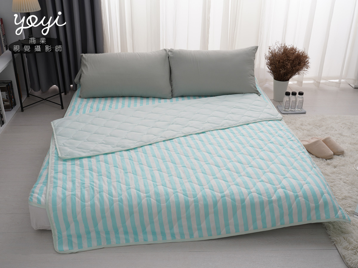 寢具商品攝影｜耀邦實業天絲床包組與清爽藍調居家情境攝影 3