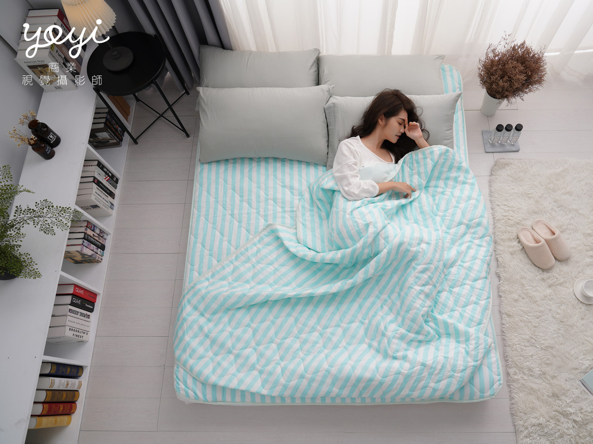寢具商品攝影｜耀邦實業天絲床包組與清爽藍調居家情境攝影 5