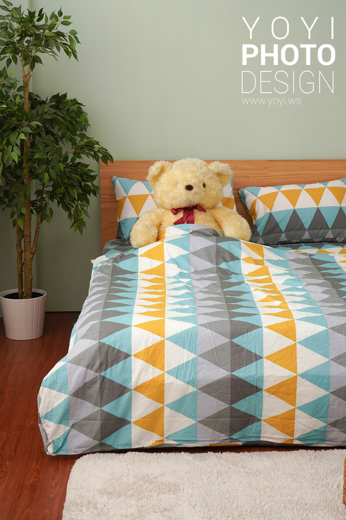 寢具商品攝影｜永研格紋床包組與溫馨居家臥室情境攝影 5