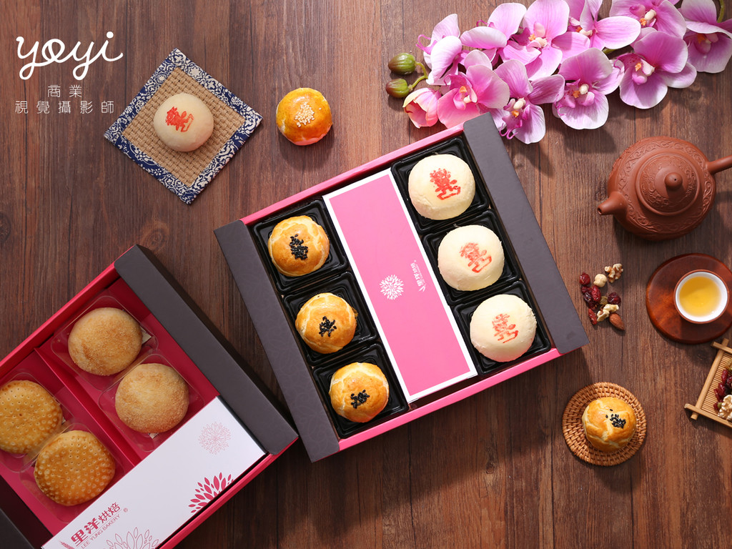 美食商品攝影｜傳統綠豆椪、中秋月餅禮盒與精緻糕點切面特寫攝影 5