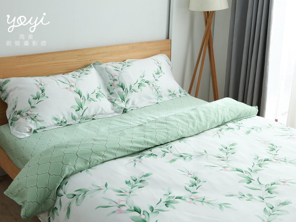 寢具商品攝影｜清爽色系印花床包組與自然採光居家風格攝影 11