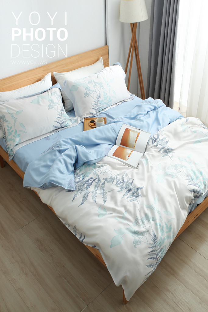 寢具商品攝影｜清爽色系印花床包組與自然採光居家風格攝影 13