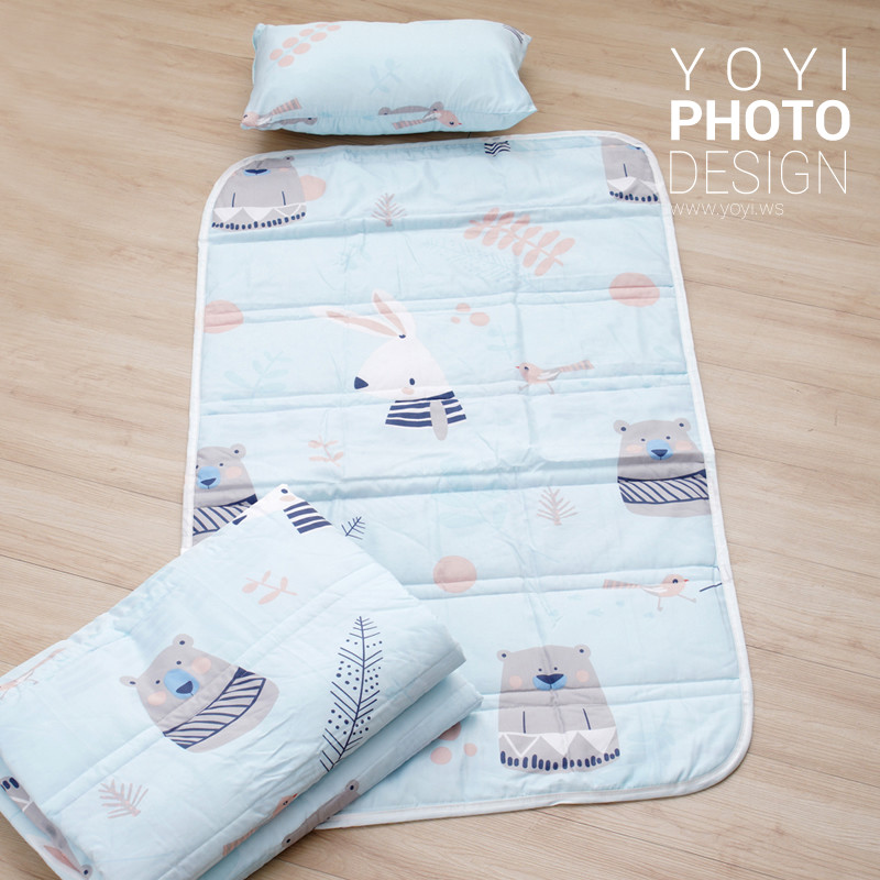 兒童寢具攝影｜粉紅童趣花卉圖騰涼被兒童熟睡情境攝影 11