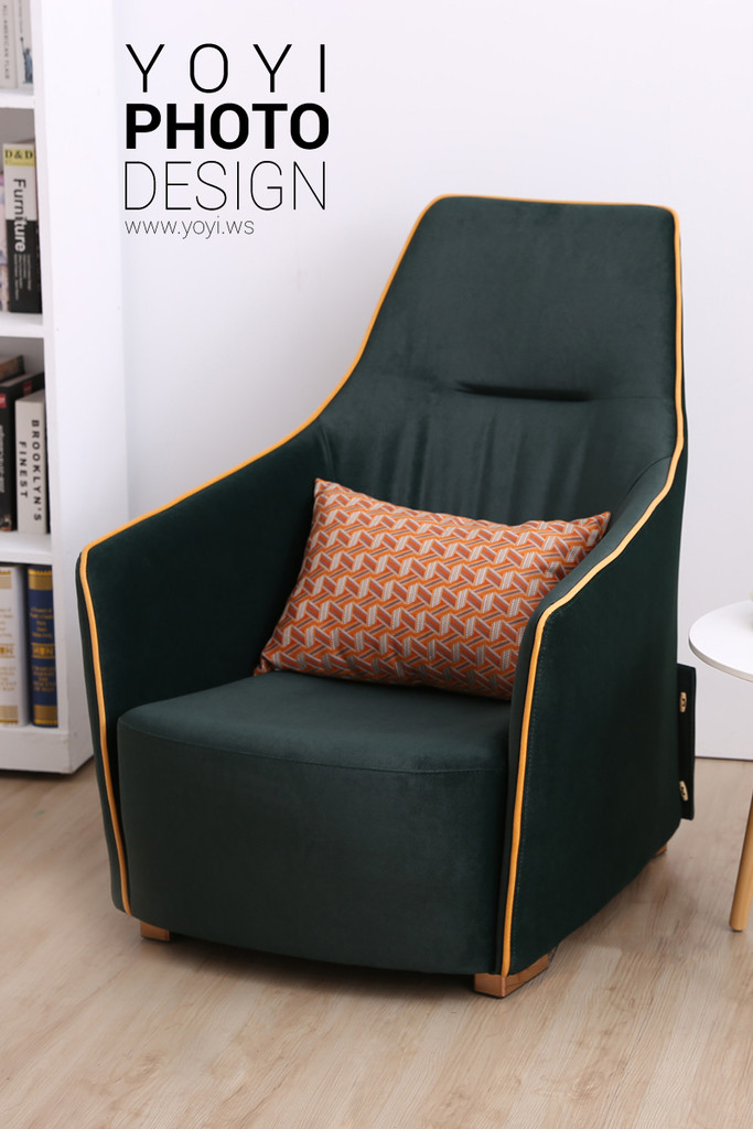 家具商品攝影｜現代風深綠絨面 L 型沙發與高質感居家空間攝影 1