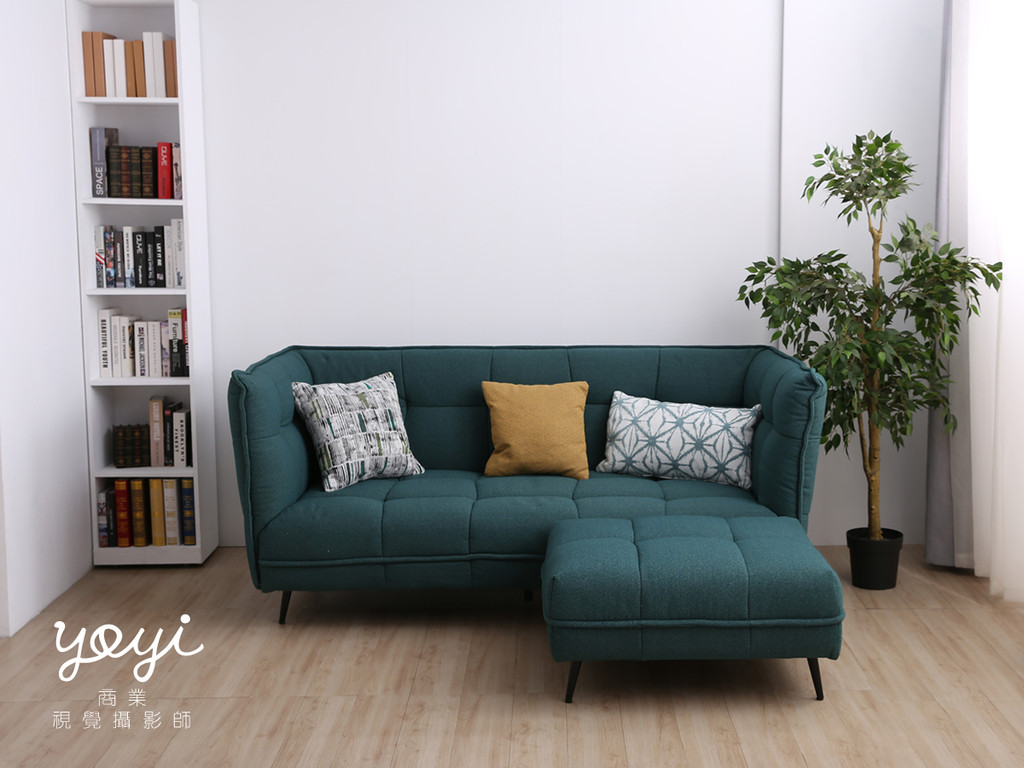 家具商品攝影｜現代風深綠絨面 L 型沙發與高質感居家空間攝影 3