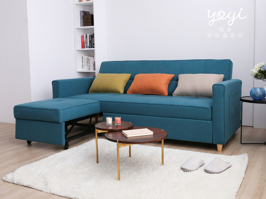 家具商品攝影｜現代風鮮紅 L 型布沙發與客廳空間美學攝影 9