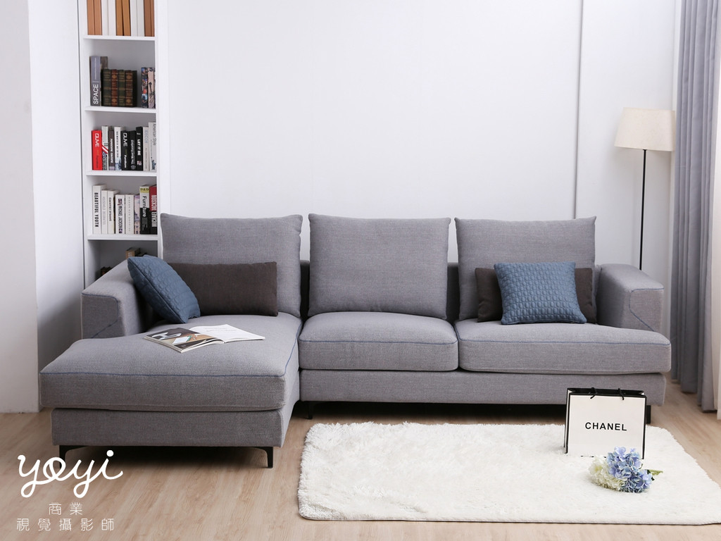 家具商品攝影｜現代風鮮紅 L 型布沙發與客廳空間美學攝影 53