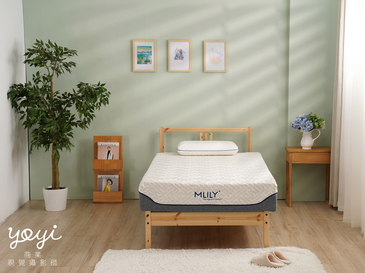 床墊商品攝影｜機能性支撐床墊與模特兒居家舒壓情境攝影 1