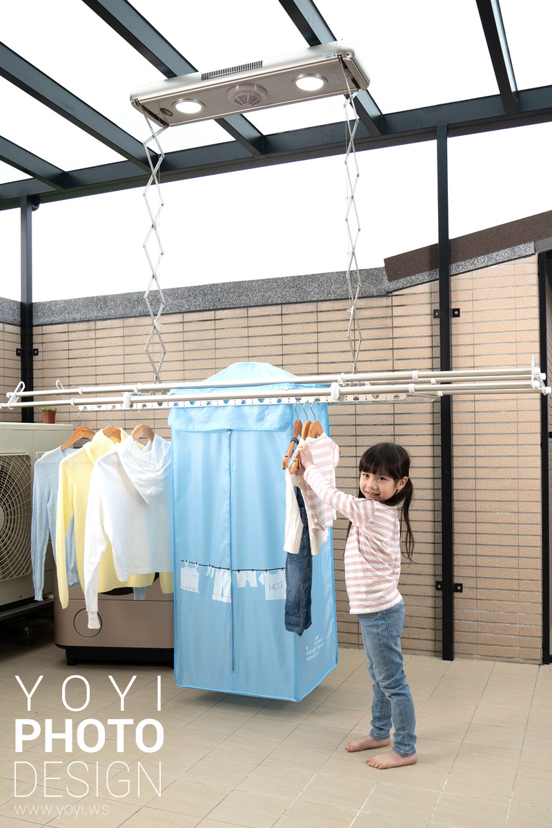 家居設備攝影｜智能電動曬衣架空間安裝與機能展示情境攝影 19