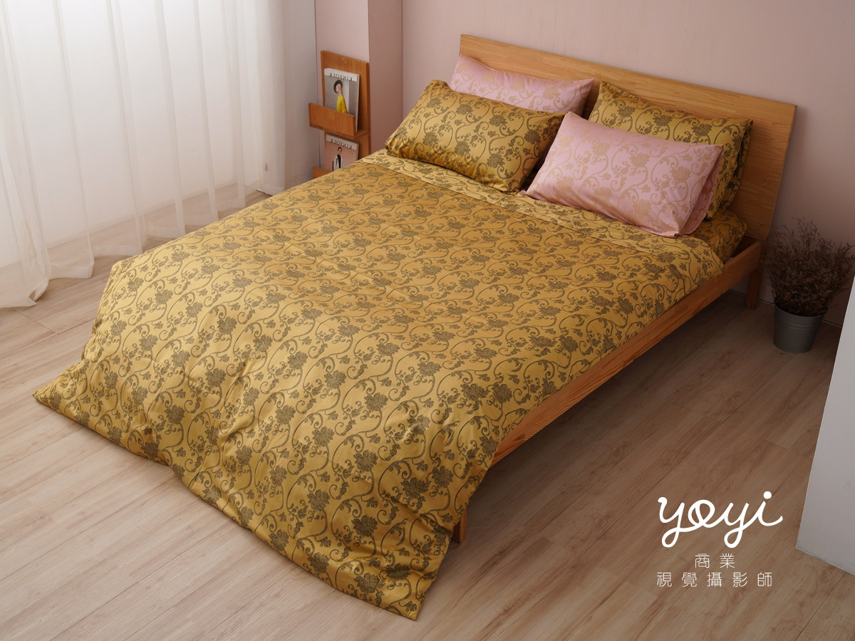 寢具商品攝影｜高級金色調緞面雙人床包組居家風格攝影 87