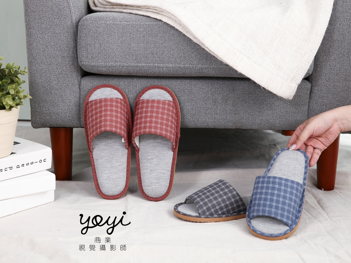室內鞋履攝影｜灰系格子與格紋質感室內拖鞋攝影｜太松 71
