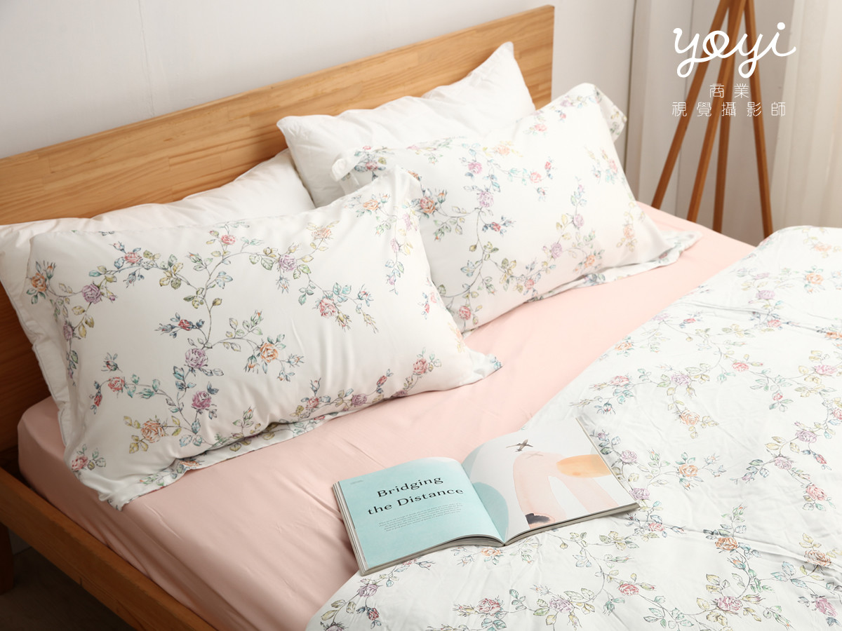 寢具商品攝影｜白藍配色簡約風格雙人床包組居家情境攝影 5