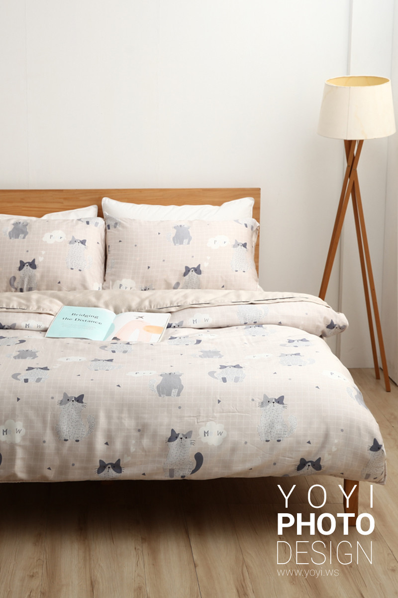 寢具商品攝影｜白藍配色簡約風格雙人床包組居家情境攝影 7