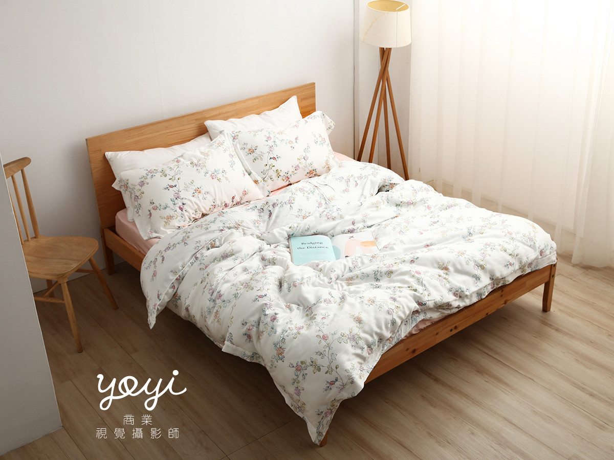 寢具商品攝影｜白藍配色簡約風格雙人床包組居家情境攝影 11