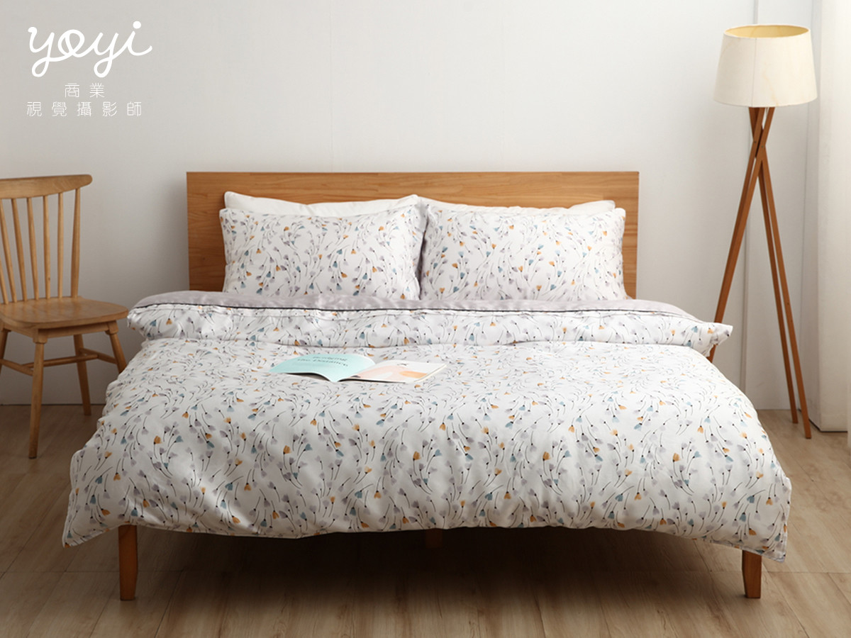 寢具商品攝影｜白藍配色簡約風格雙人床包組居家情境攝影 17