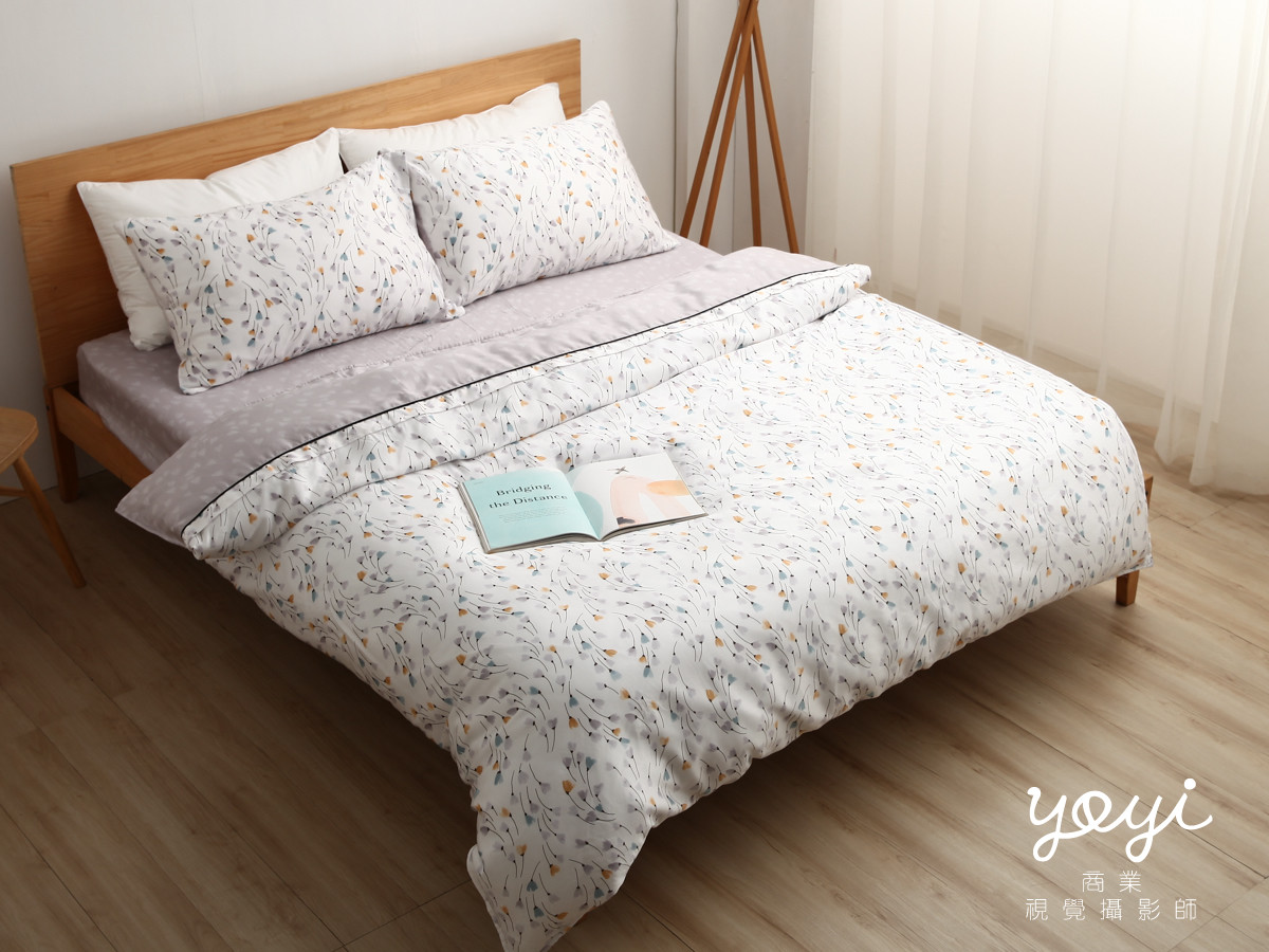 寢具商品攝影｜白藍配色簡約風格雙人床包組居家情境攝影 21