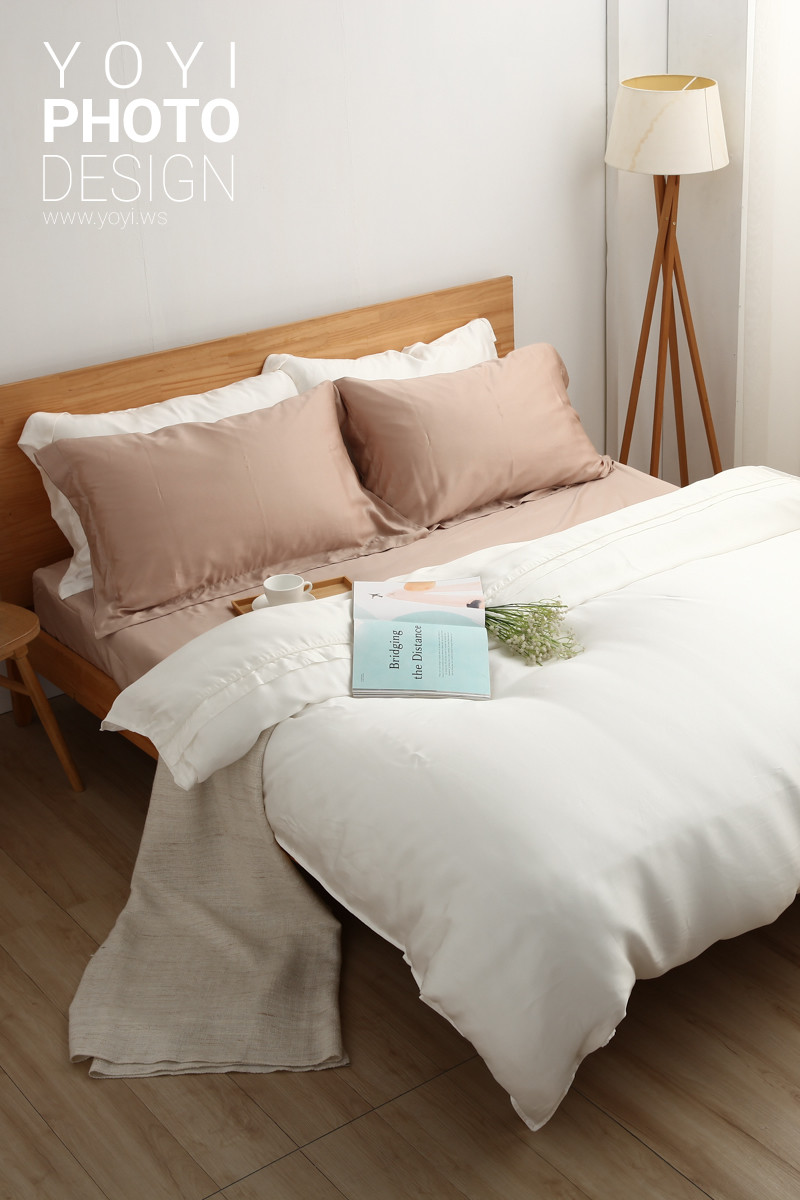 寢具商品攝影｜白藍配色簡約風格雙人床包組居家情境攝影 55