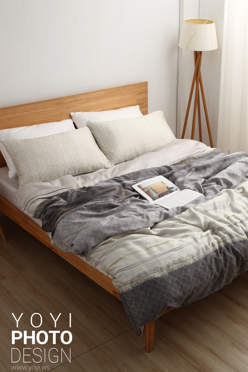 寢具商品攝影｜白藍配色簡約風格雙人床包組居家情境攝影 65