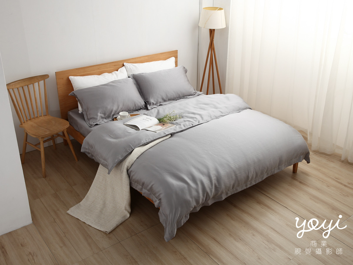 寢具商品攝影｜白藍配色簡約風格雙人床包組居家情境攝影 71