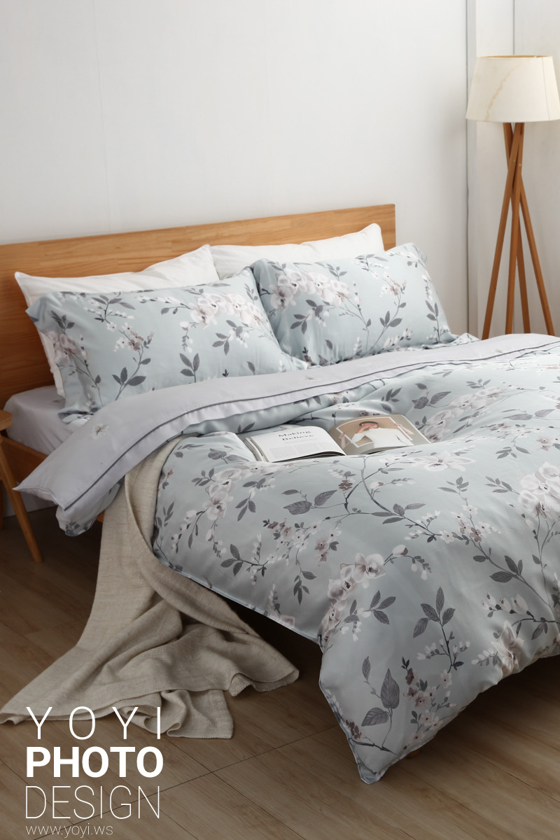 寢具商品攝影｜白藍配色簡約風格雙人床包組居家情境攝影 83