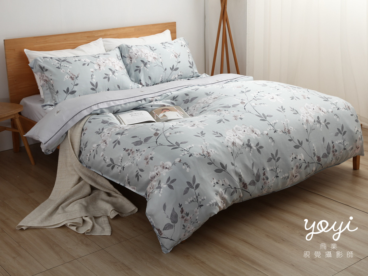 寢具商品攝影｜白藍配色簡約風格雙人床包組居家情境攝影 115