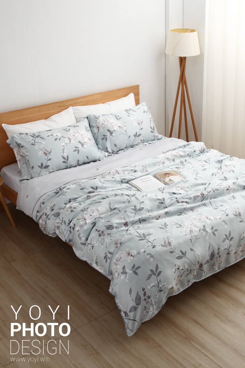 寢具商品攝影｜白藍配色簡約風格雙人床包組居家情境攝影 131
