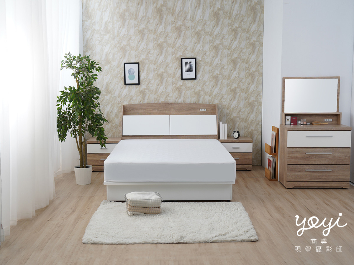 家具商品攝影｜質感白色雙人床架與臥室家具空間攝影｜金優德 1