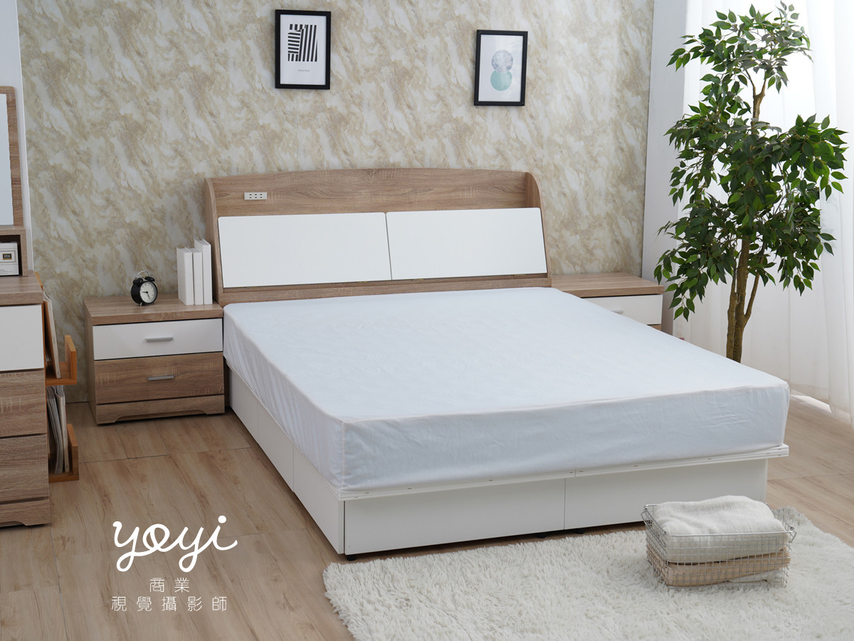 家具商品攝影｜質感白色雙人床架與臥室家具空間攝影｜金優德 5