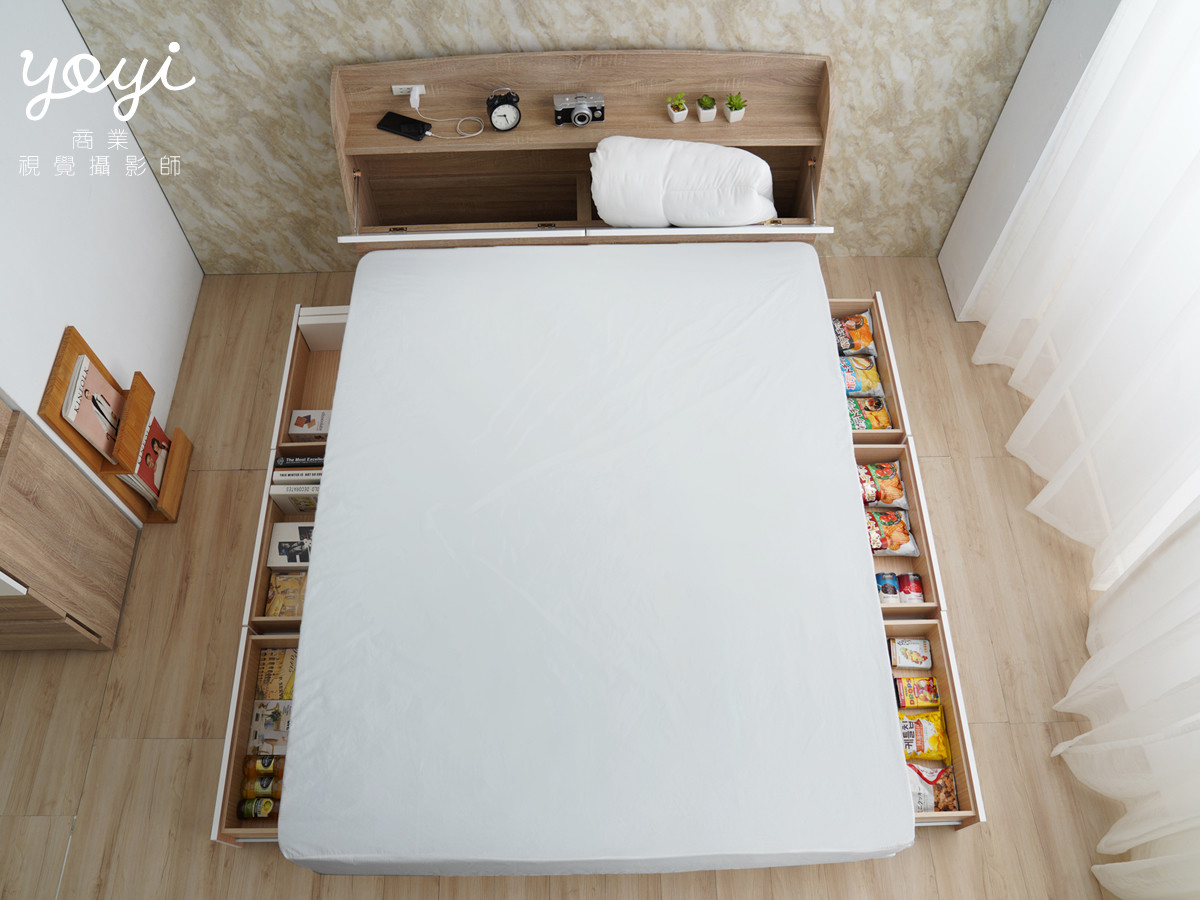 家具商品攝影｜質感白色雙人床架與臥室家具空間攝影｜金優德 29