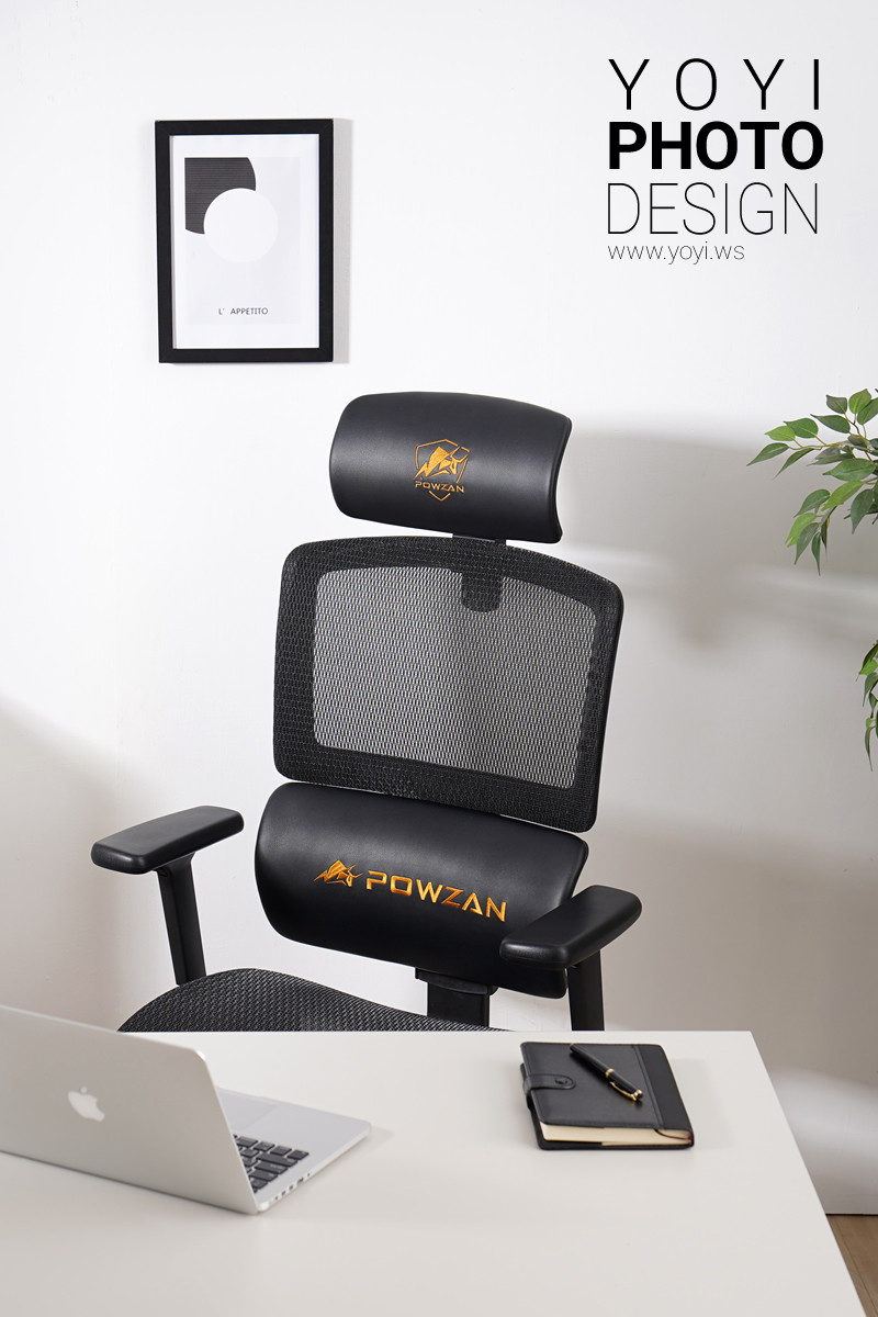 人體工學電競椅攝影，賽車椅造型與透氣網布細節拍攝