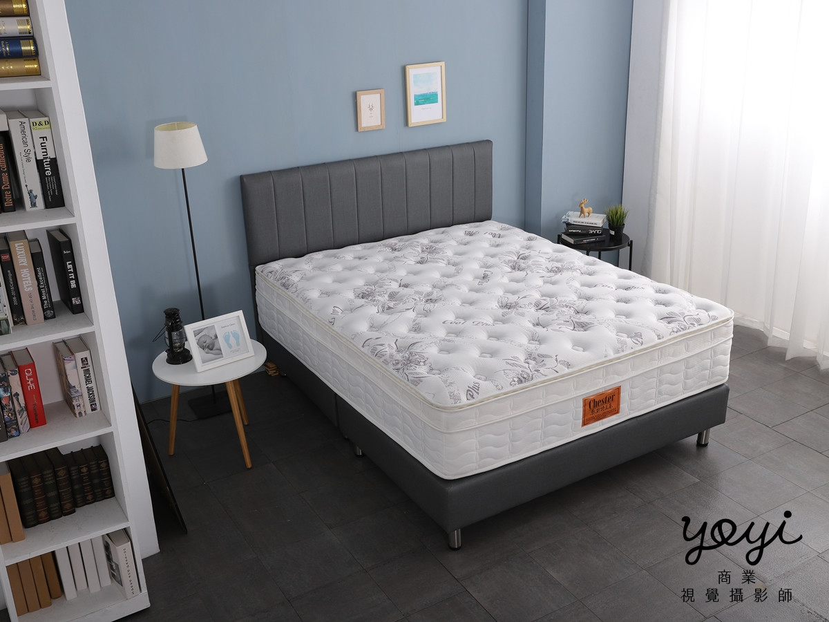 床墊商品攝影｜現代風灰色布質床架與機能床墊居家情境攝影 9