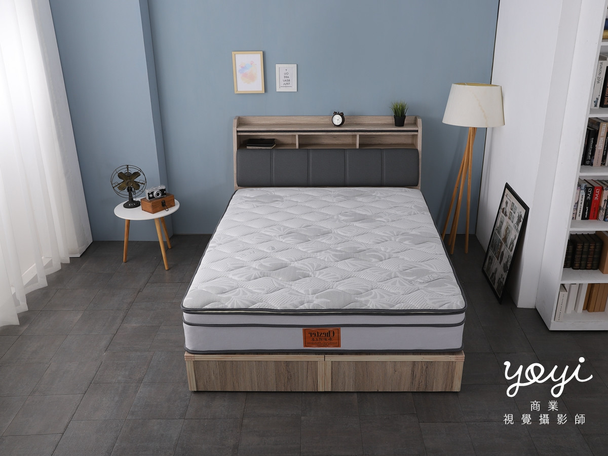 床墊商品攝影｜現代風灰色布質床架與機能床墊居家情境攝影 49