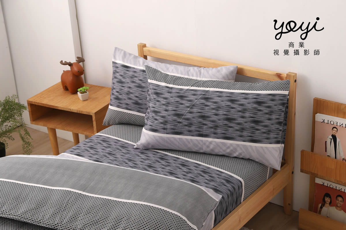 寢具商品攝影｜灰白質感碎花雙人床包組居家風格攝影 7