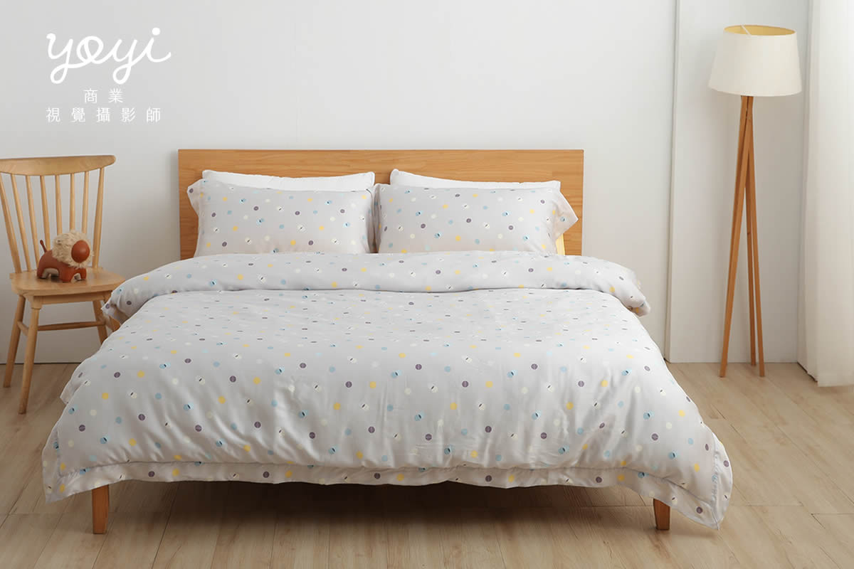 寢具商品攝影｜灰白質感碎花雙人床包組居家風格攝影 23