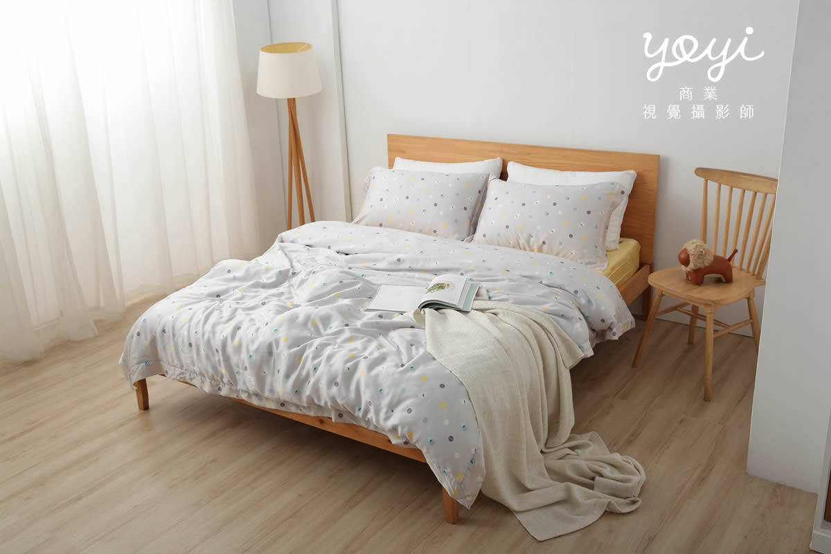 寢具商品攝影｜灰白質感碎花雙人床包組居家風格攝影 33