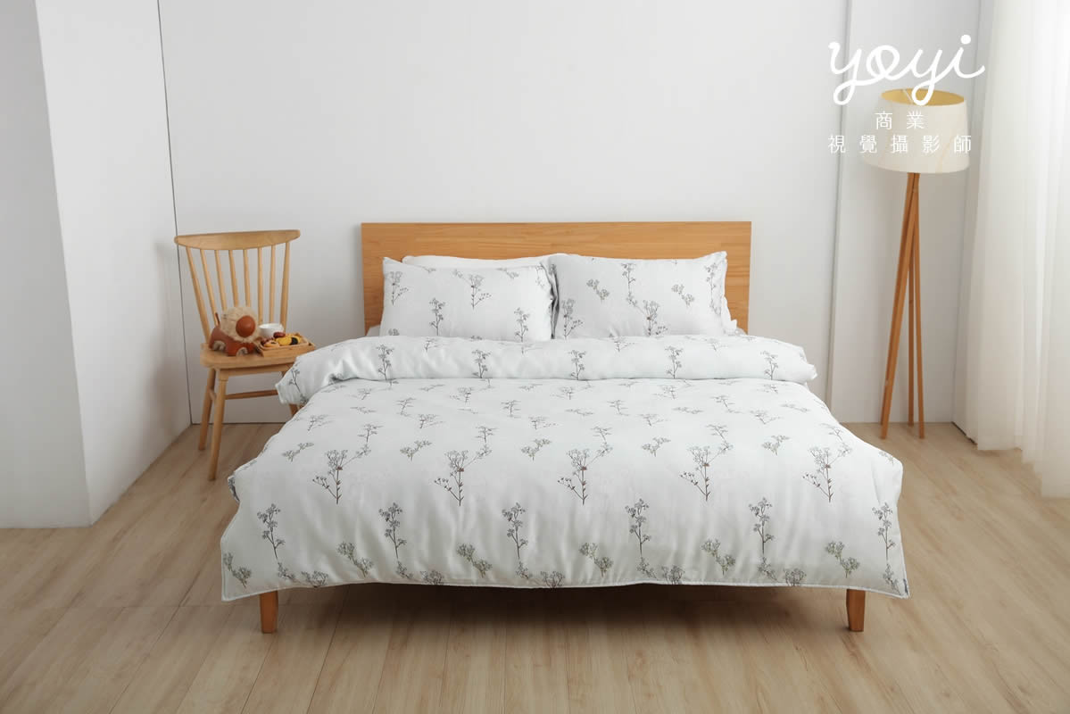 寢具商品攝影｜灰白質感碎花雙人床包組居家風格攝影 37