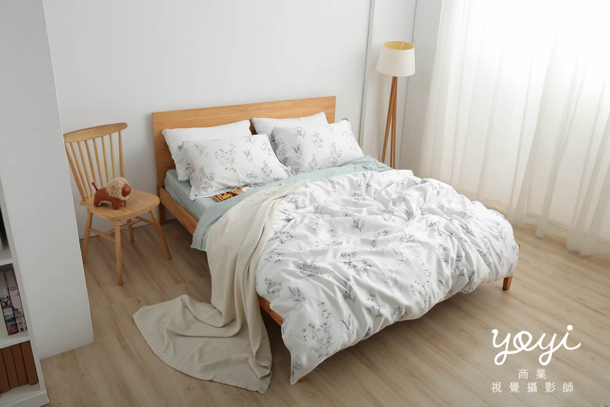寢具商品攝影｜灰白質感碎花雙人床包組居家風格攝影 55