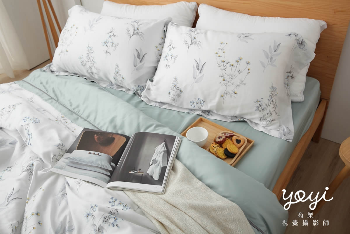 寢具商品攝影｜灰白質感碎花雙人床包組居家風格攝影 57
