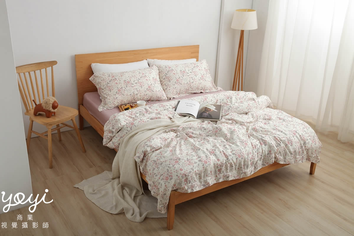 寢具商品攝影｜灰白質感碎花雙人床包組居家風格攝影 85