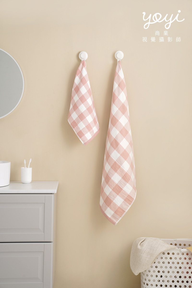 毛巾商品攝影｜粉嫩色系柔軟浴巾組合與居家生活美學情境攝影 15