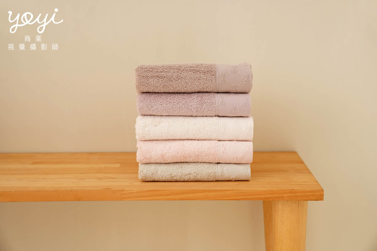 毛巾商品攝影｜粉嫩色系柔軟浴巾組合與居家生活美學情境攝影 43