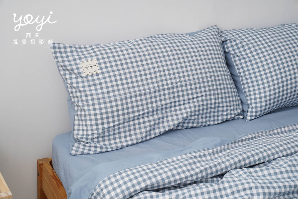 寢具商品攝影｜馬來西亞品牌藍白格紋雙人床包居家情境攝影 19