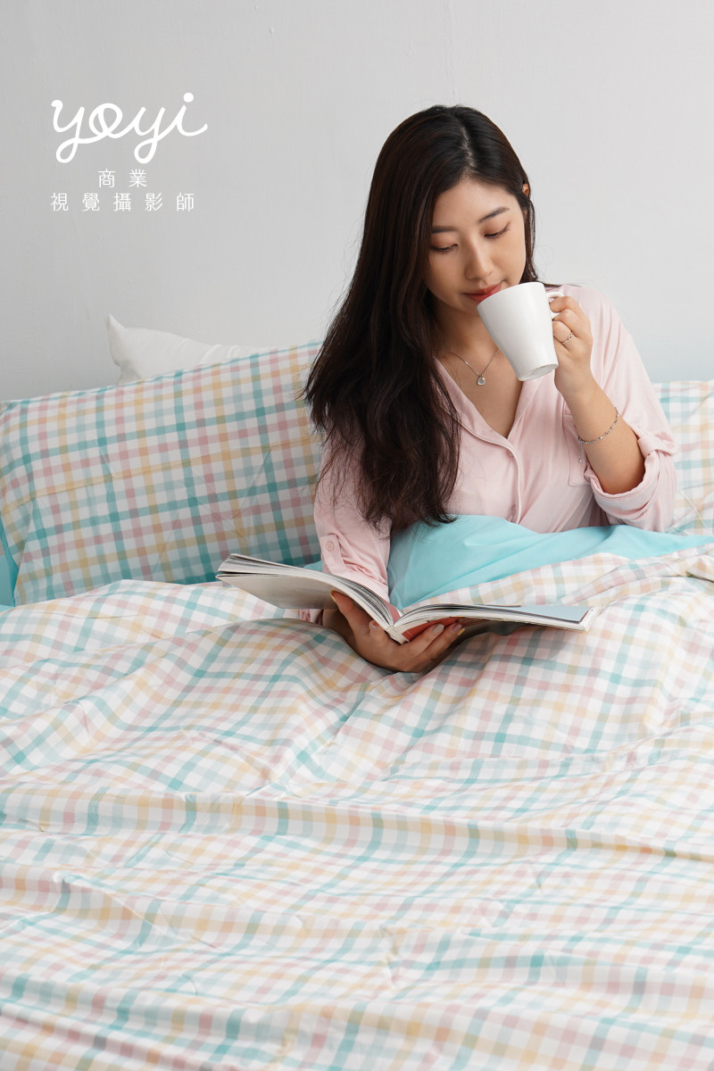 寢具商品攝影｜馬來西亞品牌藍白格紋雙人床包居家情境攝影 27