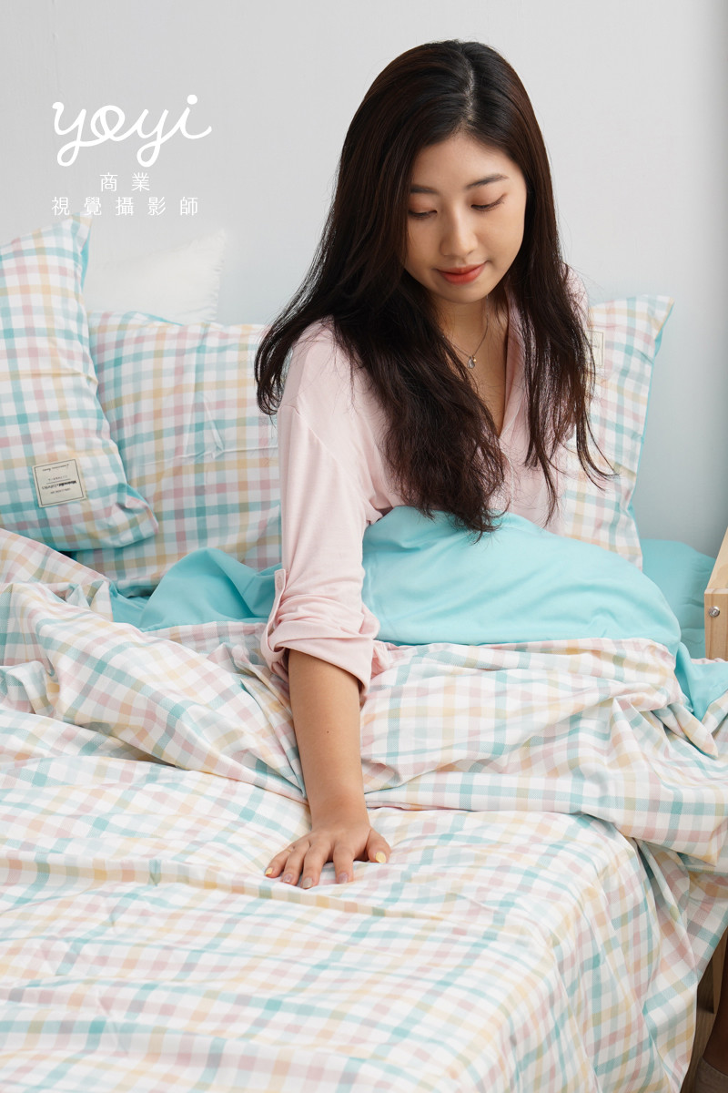 寢具商品攝影｜馬來西亞品牌藍白格紋雙人床包居家情境攝影 29