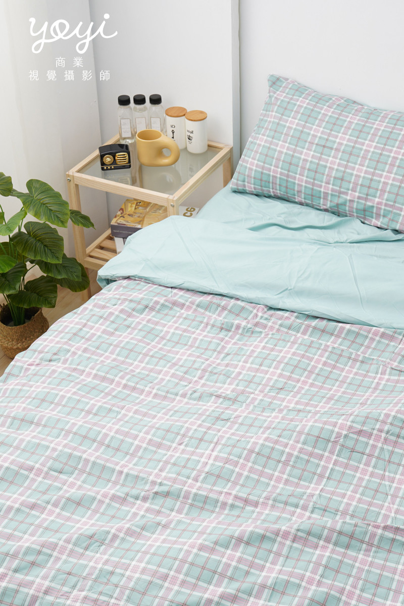 寢具商品攝影｜馬來西亞品牌藍白格紋雙人床包居家情境攝影 37