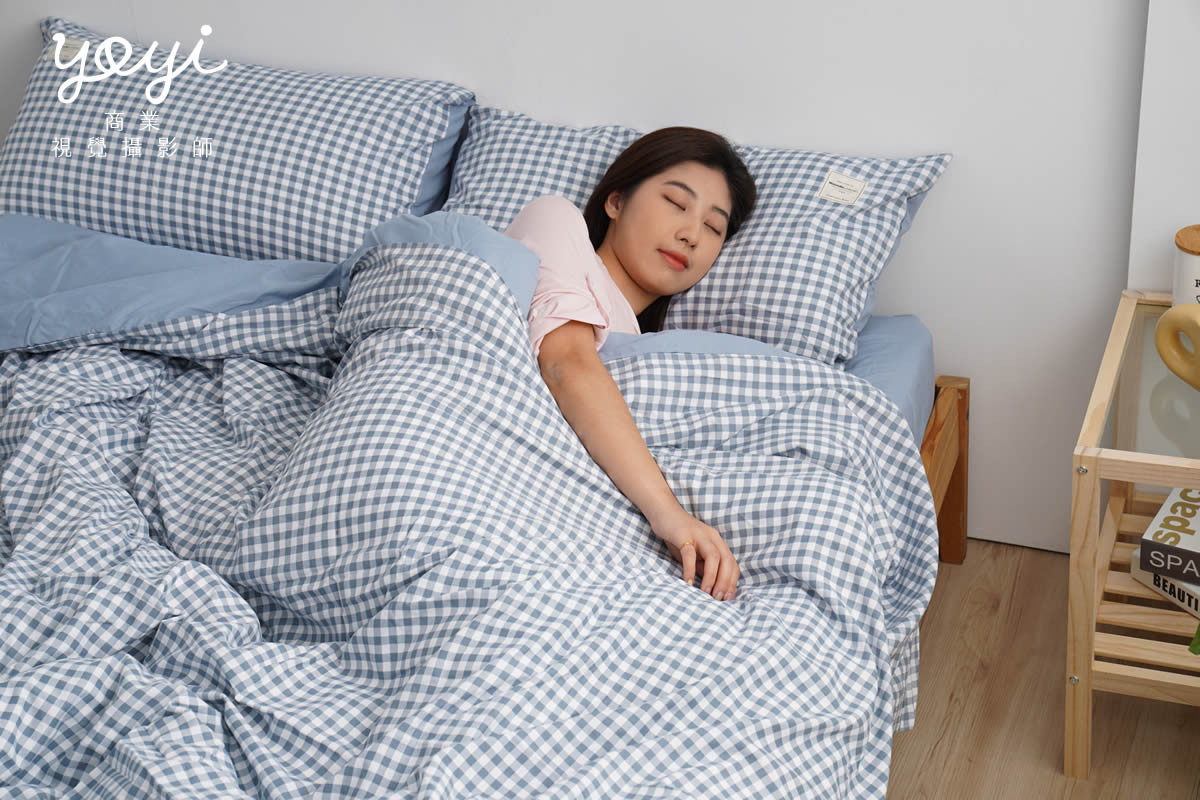寢具商品攝影｜馬來西亞品牌藍白格紋雙人床包居家情境攝影 39