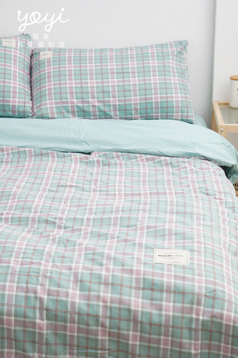 寢具商品攝影｜馬來西亞品牌藍白格紋雙人床包居家情境攝影 43